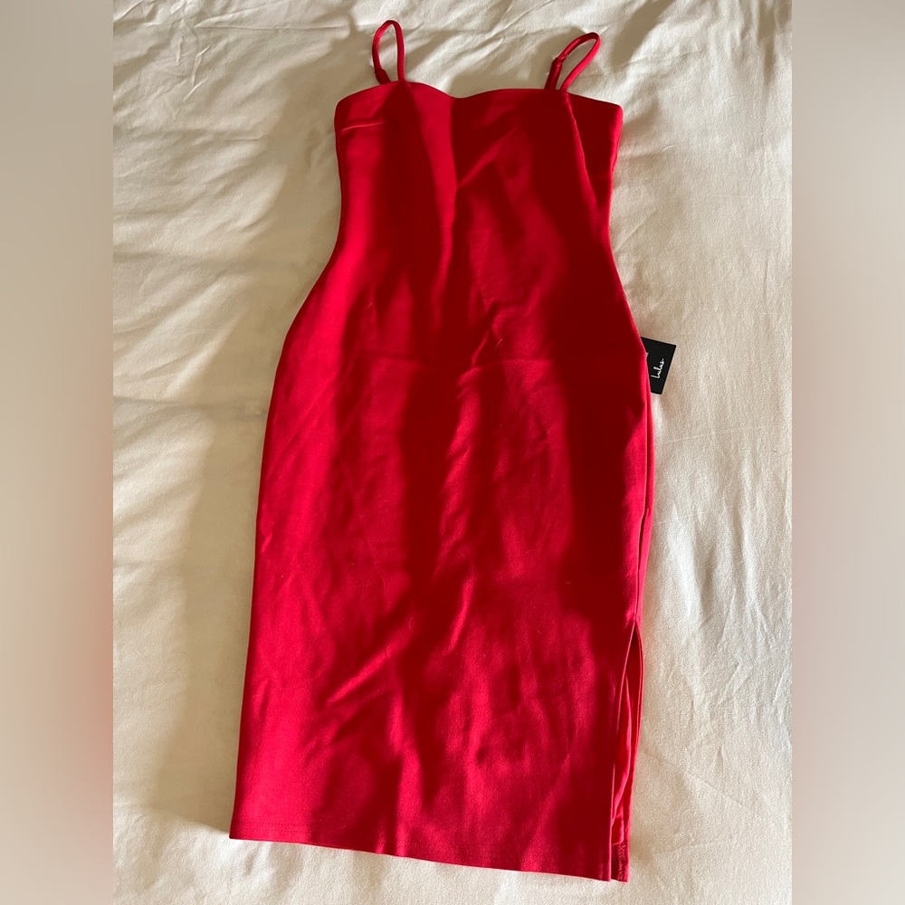 Lulu's Vibrant Red Strapless Dress